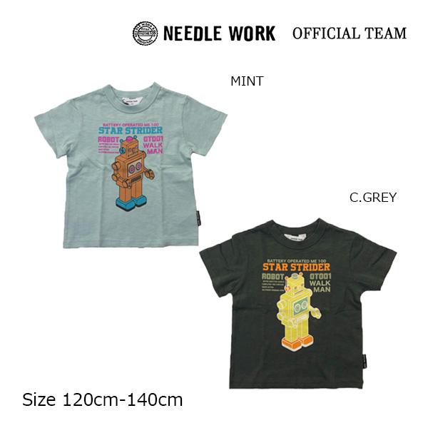 ニードルワーク（NEEDL WORK）OFFICIAL TEAM スラブ ロボット ロゴ Tシャツ(120cm）